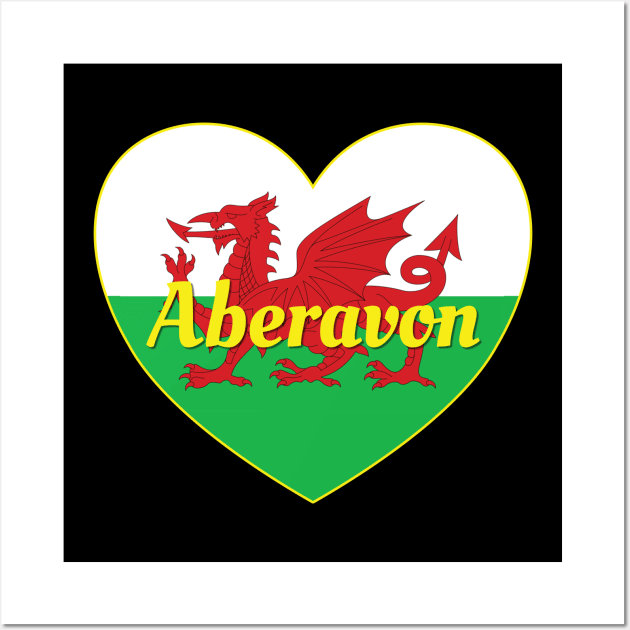 Aberavon Wales UK Wales Flag Heart Wall Art by DPattonPD